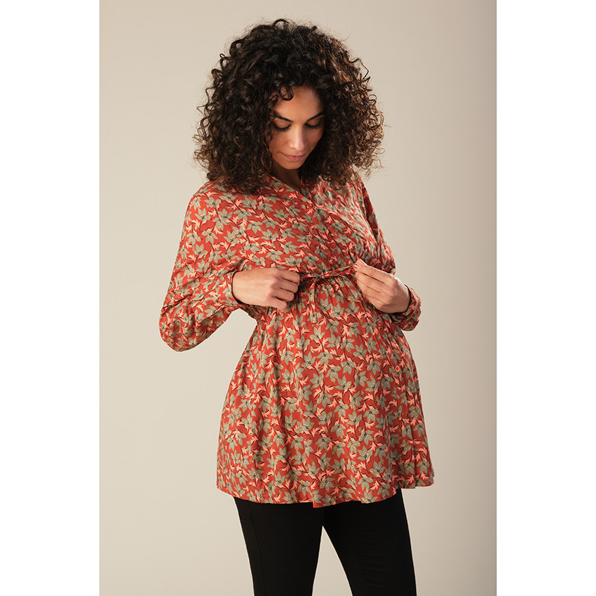 Tunique de grossesse manches longues à imprimé floral all-over 