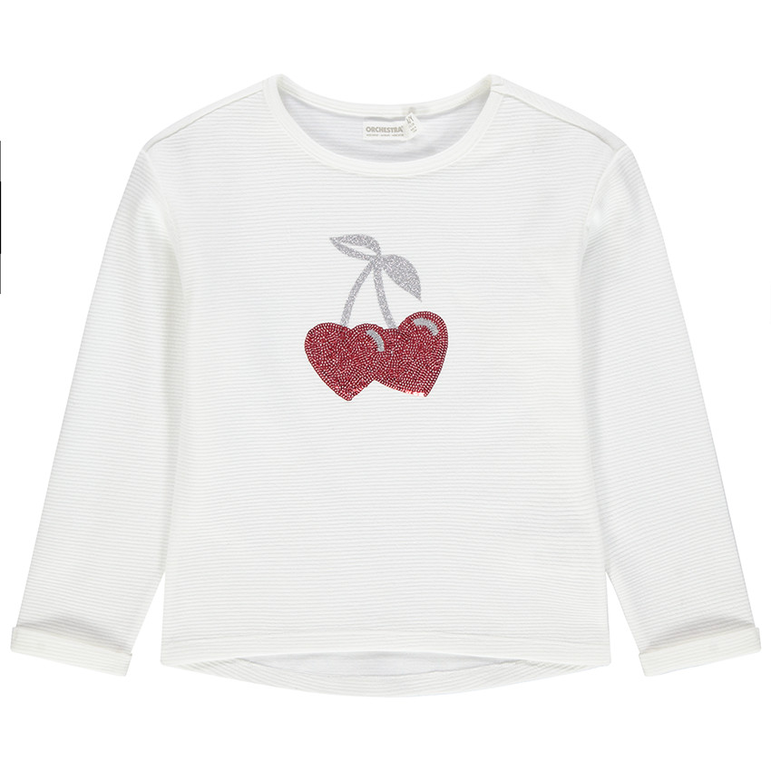 Φούτερ από φανέλα με ανάγλυφη ύφανση και κεράσια με πούλιες 