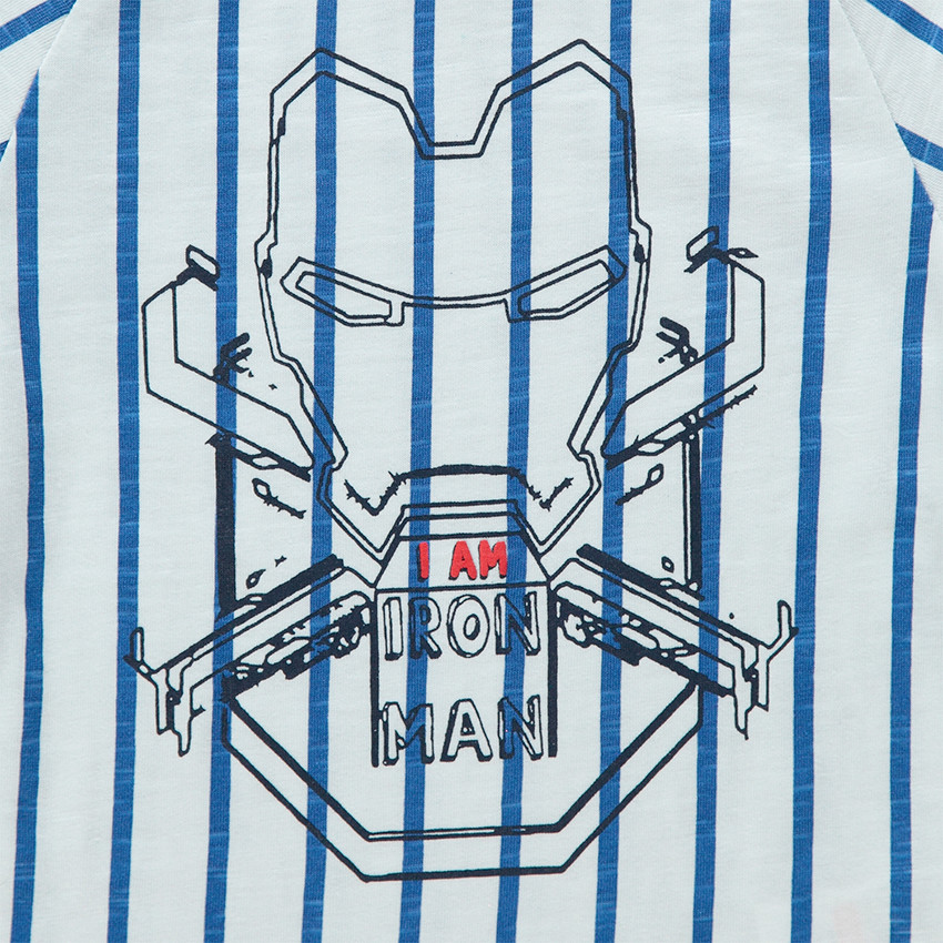Κοντομάνικη ριγέ μπλούζα με τύπωμα Iron Man της ©Marvel 