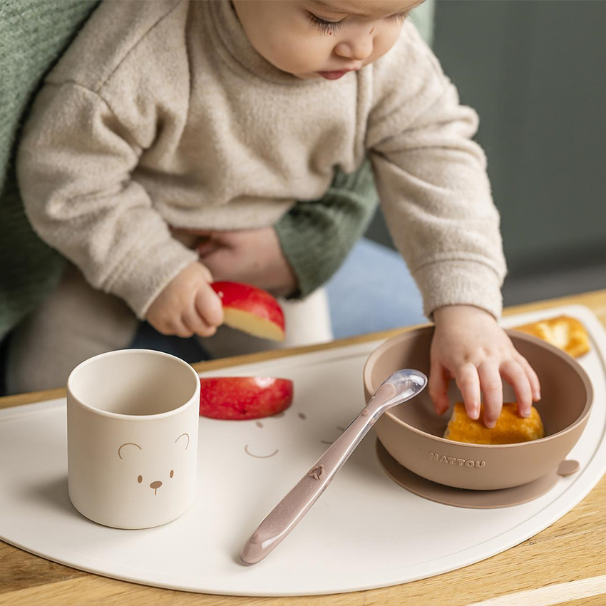 Set repas enfant - Silicone - Nature/ours - 4 Pcs 