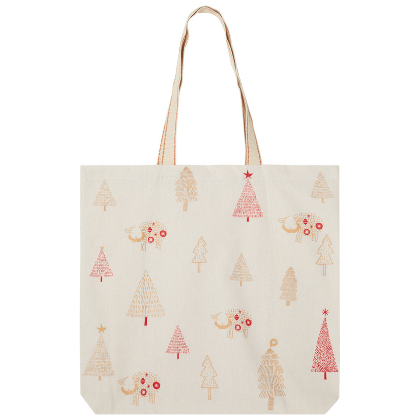 Tote bag en coton recyclé à motifs esprit Noël Hiver magique 