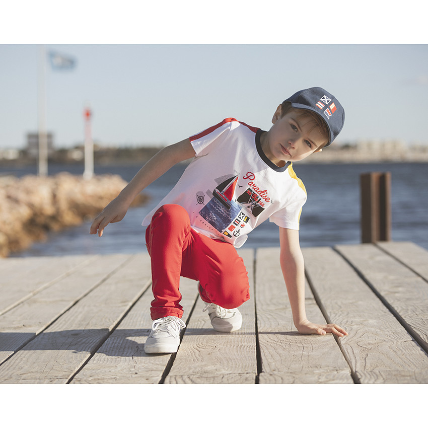 T-shirt κοντομάνικο με σχέδιο κέντημα για αγόρι 