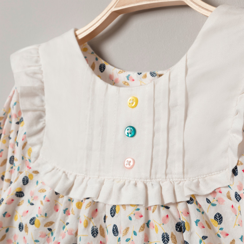 Robe manches longues imprimée all-over avec touches de doré 