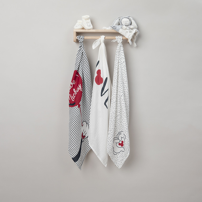 Σετ  3 πάνες από οργανικό βαμβάκι tétra με σχέδια Mickey Disney 