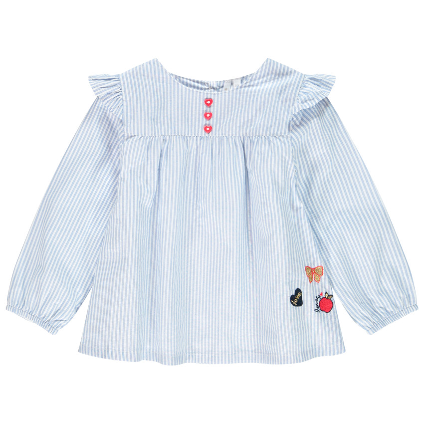 Τουνίκ μακρυμάνικο βαμβακερό ριγέ και με σχέδια κεντημένες 