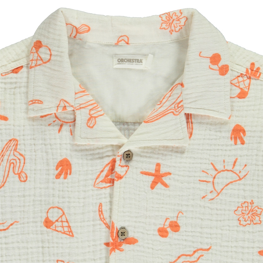 Πουκάμισο κοντομάνικο σε tetra imprimé vacances για αγόρι 