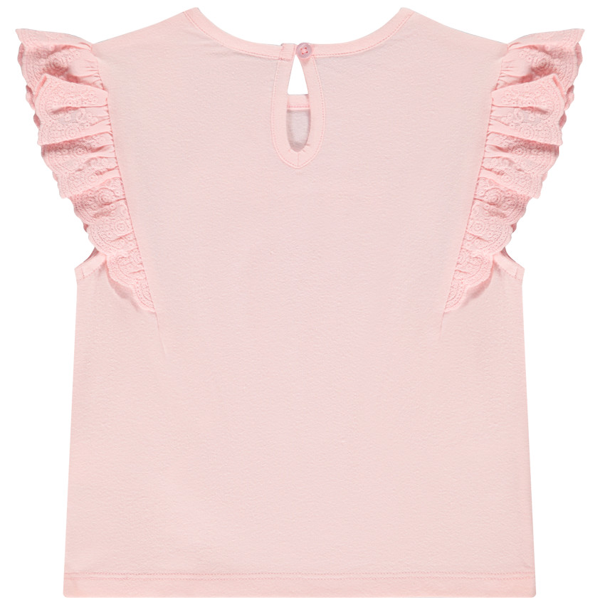 T-shirt κοντομάνικο με βολάν από jersey και glitter σχέδιο για κορίτσι. 