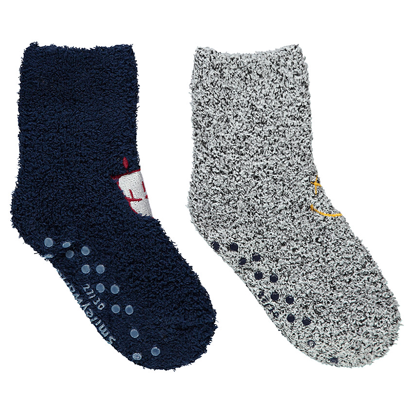 Σετ με 2 ζευγάρια κάλτσες μπουκλέ με κεντημένα μοτίβα ©Smiley  