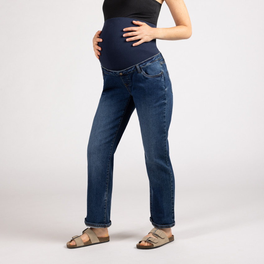 Jean straight εγκυμοσύνης με ψηλό ελαστικό λάστιχο jersey 
