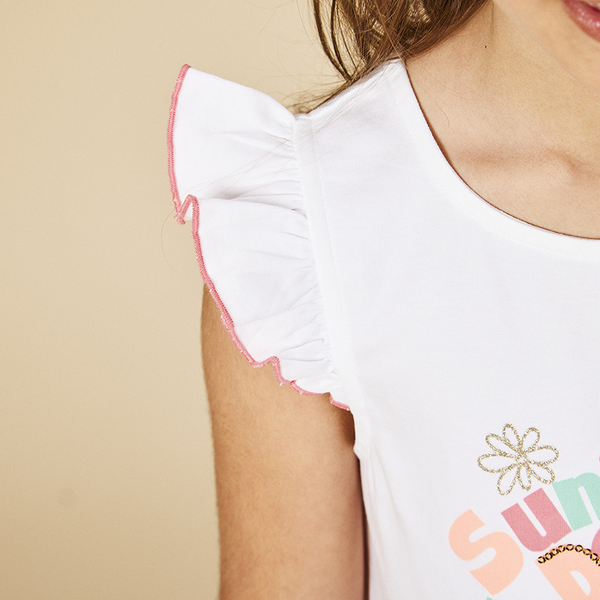 Φόρεμα effet 2-σε-1 με φαντεζί σχέδιο και ρίγες για κορίτσι 