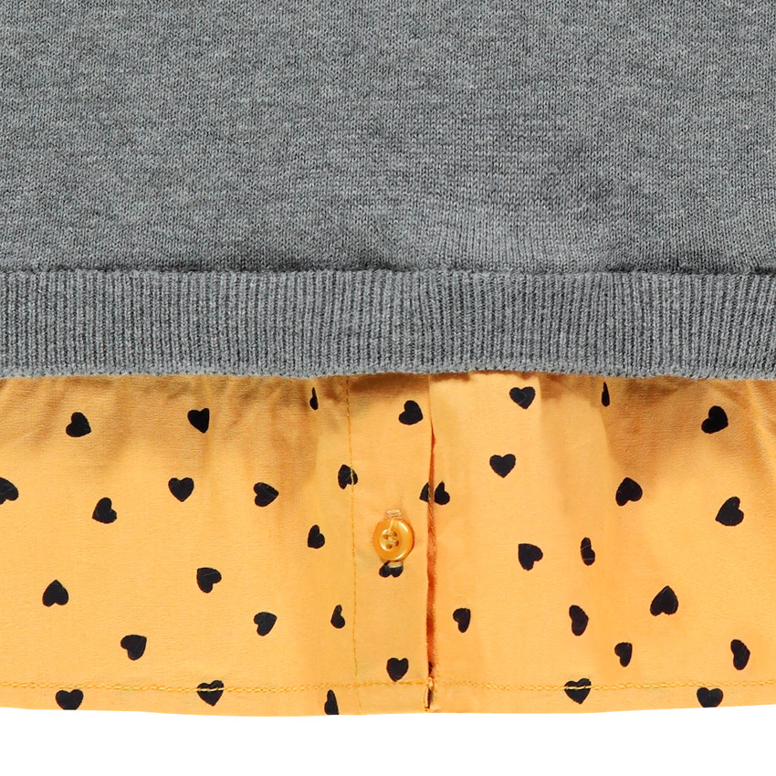 Pull en tricot effet 2 en 1 à petits coeurs imprimés  