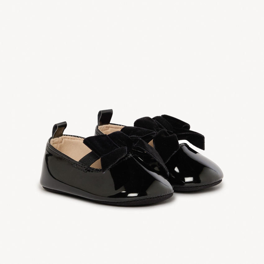 Μπαλαρίνες βελουτέ με μεγάλο φιόγκο για bebe κορίτσι 