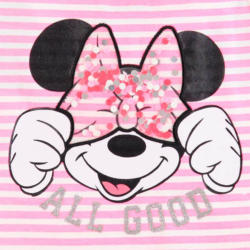 Αμάνικο μπλουζάκι ριγέ σχέδιο Minnie Disney και μήνυμα με glitter Main Αμάνικο μπλουζάκι ριγέ σχέδιο Minnie Disney και μήνυμα με glitter
