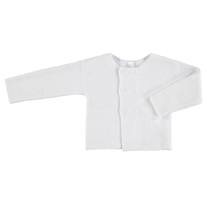 Μονόχρωμη πλεκτή ζακέτα με διπλό κούμπωμα 