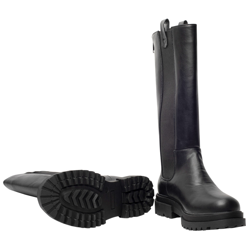 Bottes noire en simili cuir avec semelle chunky pour fille