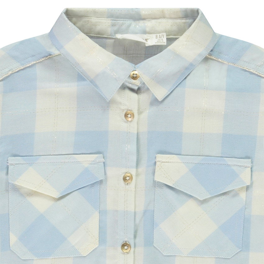 Πουκάμισο μακρυμάνικο καρό με φιόγκο για κορίτσι 