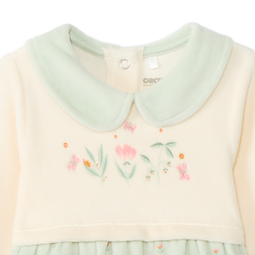 Dors-bien en velours effet 2 en 1 motifs floraux pour bébé fille 