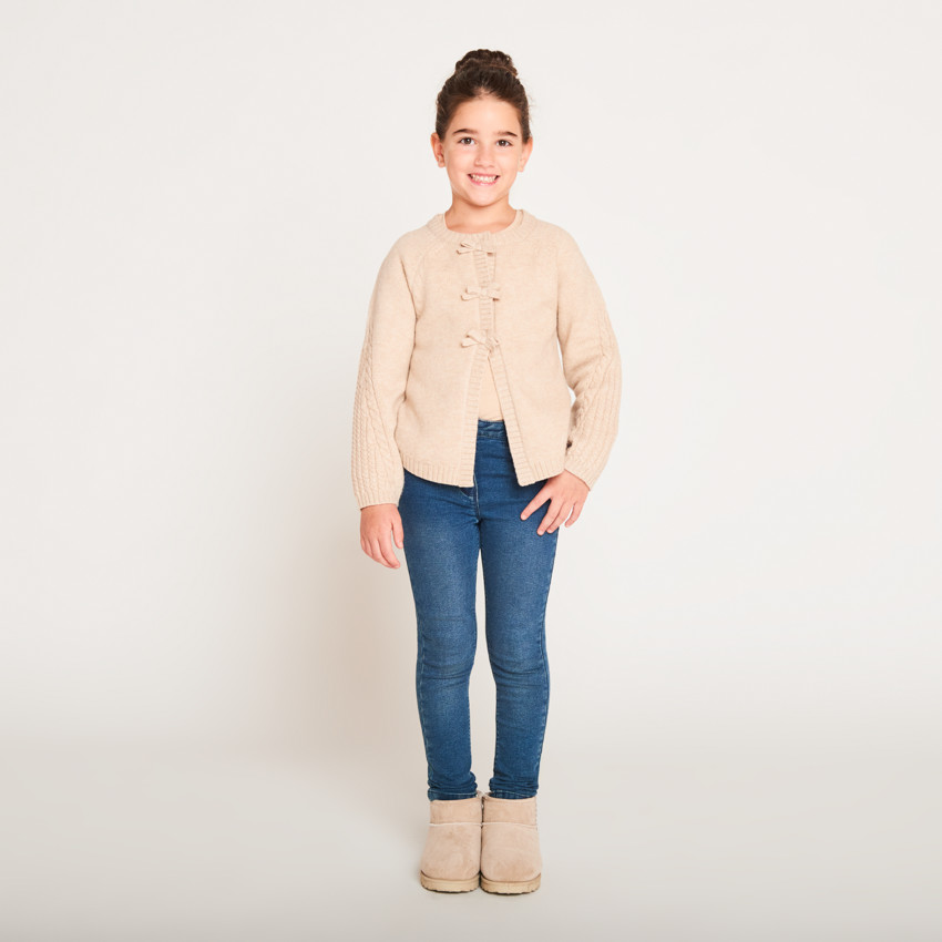 Gilet en tricot pressionné à nœuds pour fille 