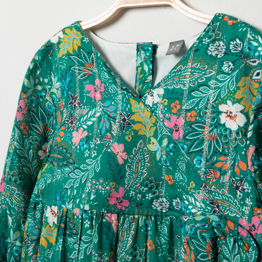 Φόρεμα μακρυμάνικο με λουλούδια για κόριτσι 