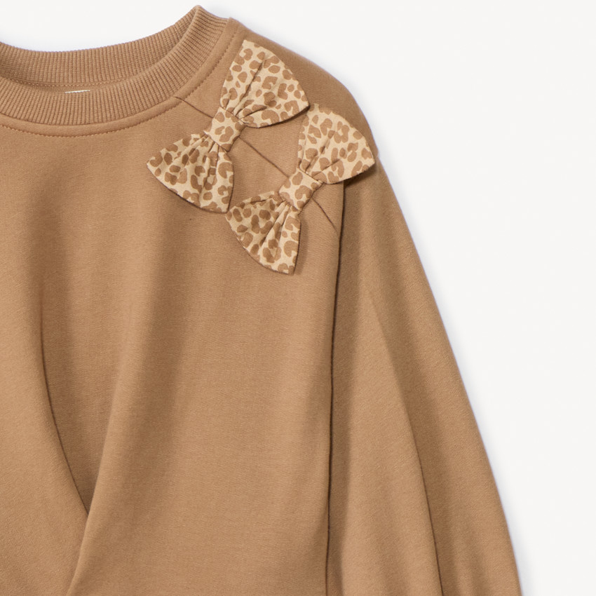 Robe effet 2 en 1 bi-matière imprimé léopard pour fille 