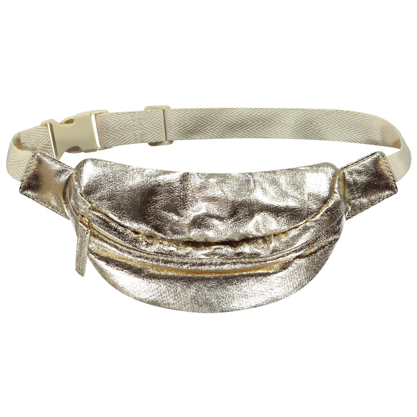 Χρυσή τσάντα μέσης από υφασμάτινο με μεταλλικό εφέ 