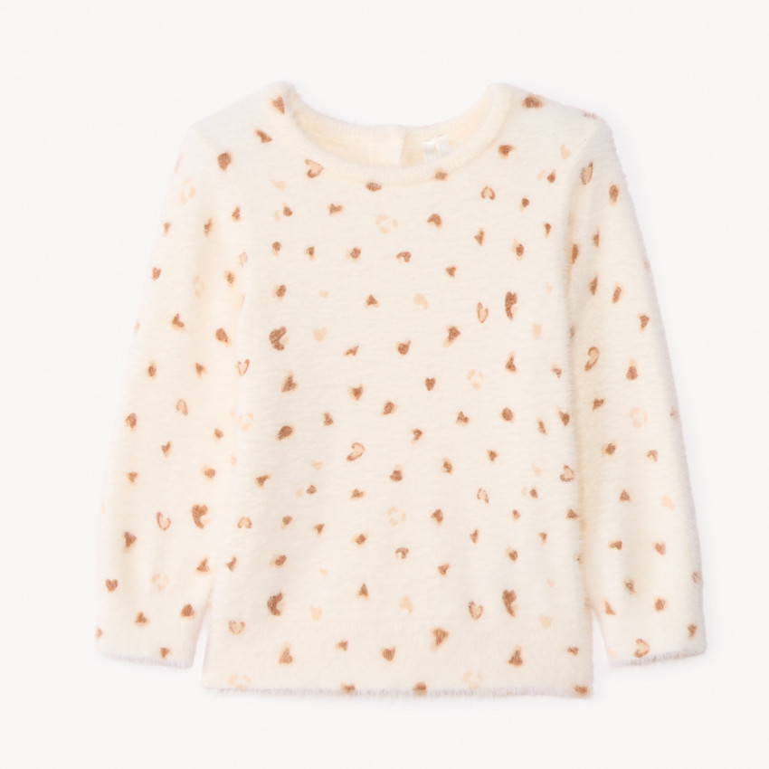 Pull manches longues pelucheux imprimé léopard pour bébé fille  