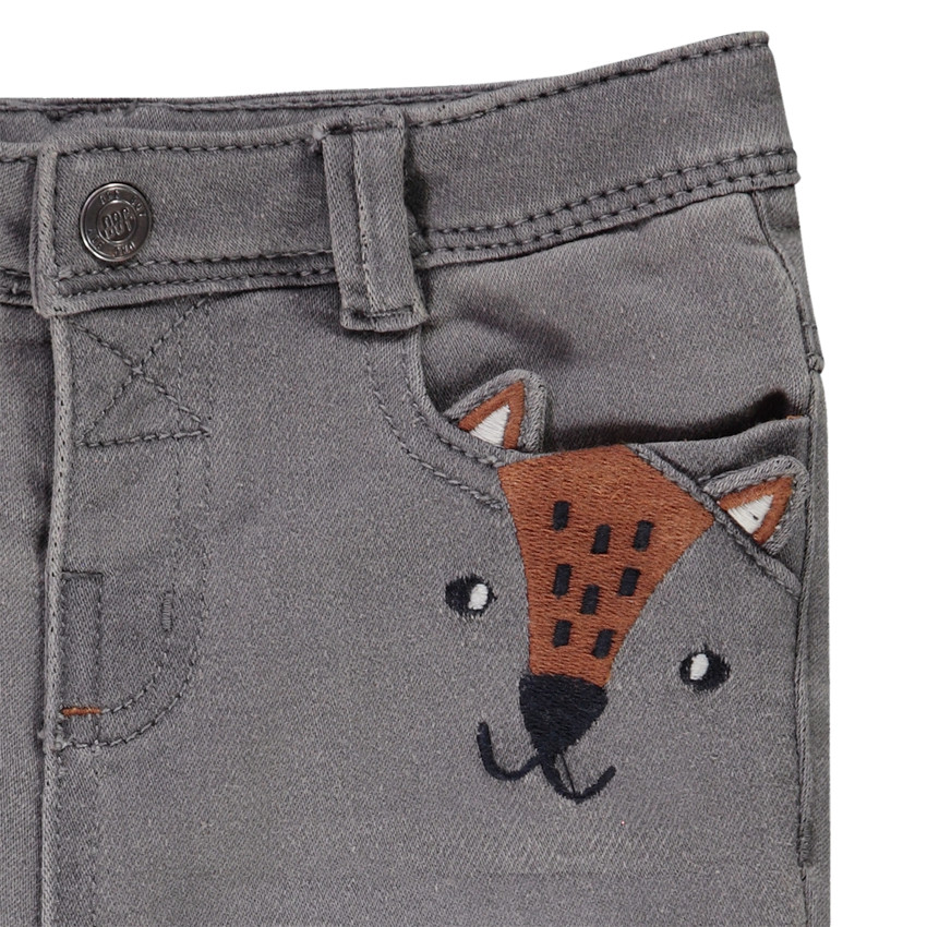 Jean denim avec poche fantaisie brodée pour bébé garçon Main Jean denim avec poche fantaisie brodée pour bébé garçon