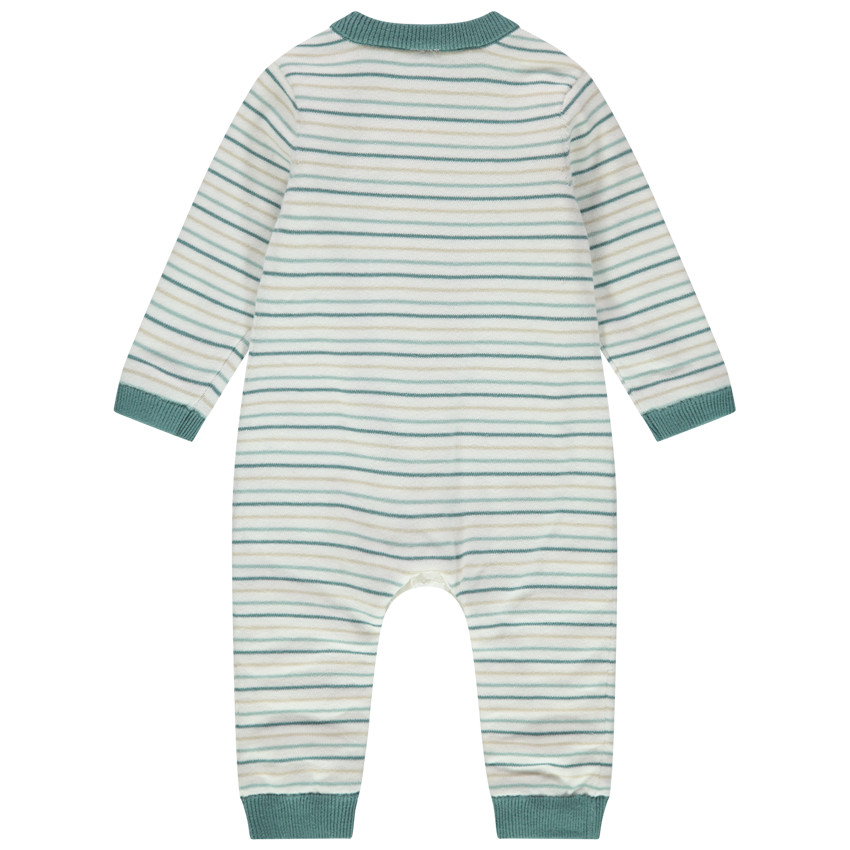 Combinaison longue en tricot fin à rayures et détails en relief 