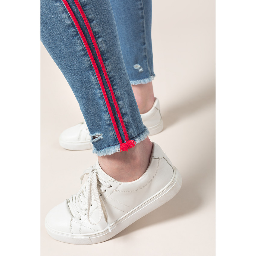 Τζιν εγκυμοσύνης με used όψη και λωρίδες στα πλάγια 