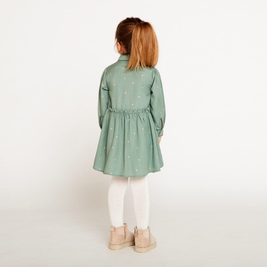 Robe manches longues imprimé coeurs dorés pour bébé fille 