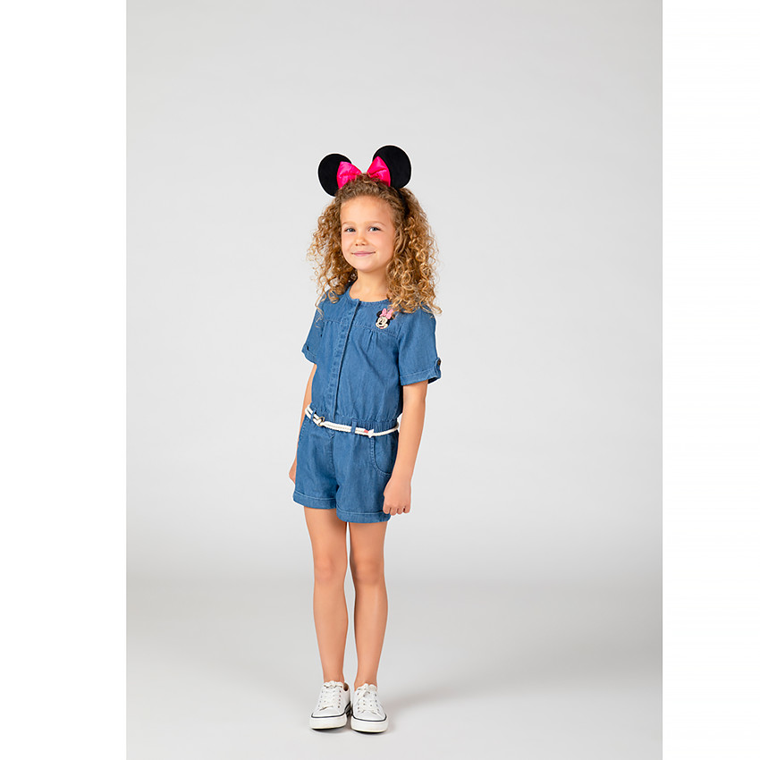 Combishort en denim broderies Minnie (Disney) pour fille 