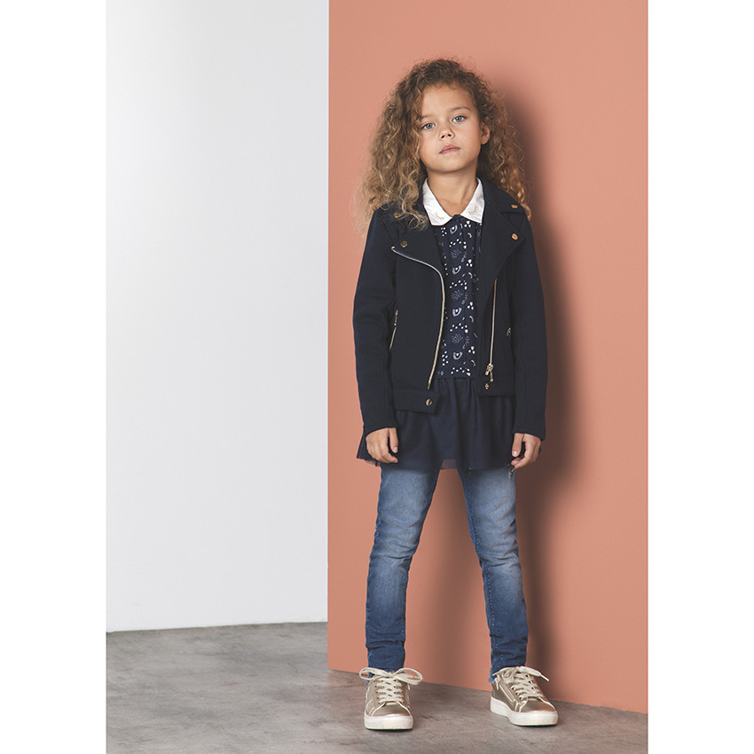 Jean slim με κεντήματα και  ζώνη για κορίτσι 