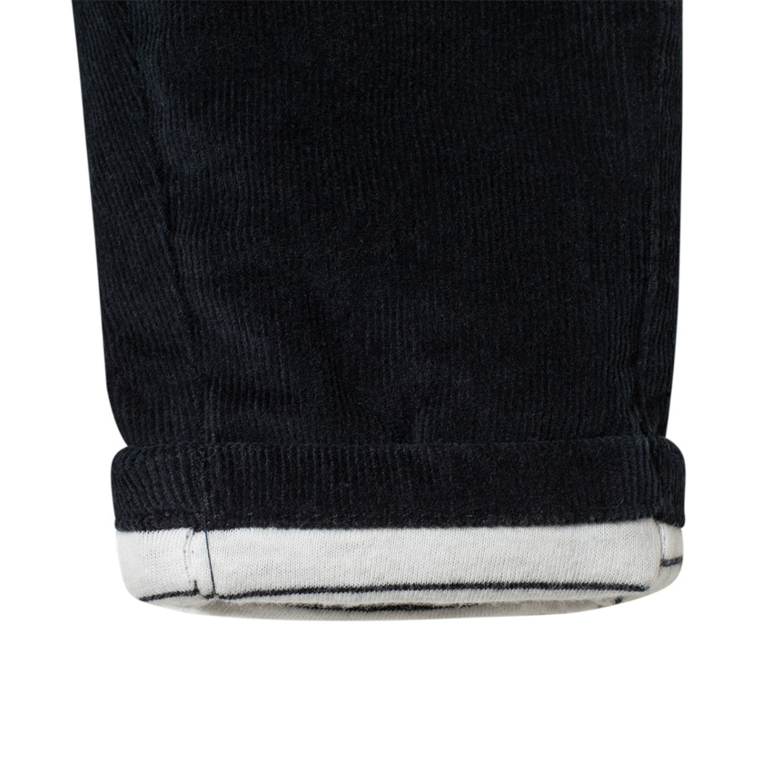 Παντελόνι βελουτέ με ριγέ επένδυση από jersey 