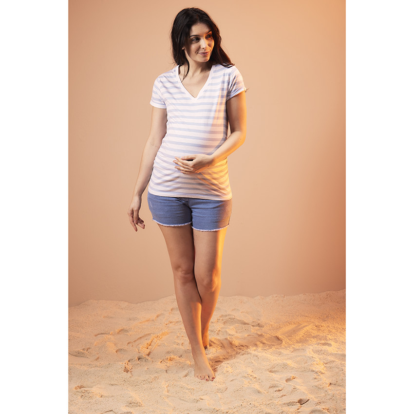 Κοντομάνικο μπλουζάκι εγκυμοσύνης από jersey με ρίγες  Additional Κοντομάνικο μπλουζάκι εγκυμοσύνης από jersey με ρίγες