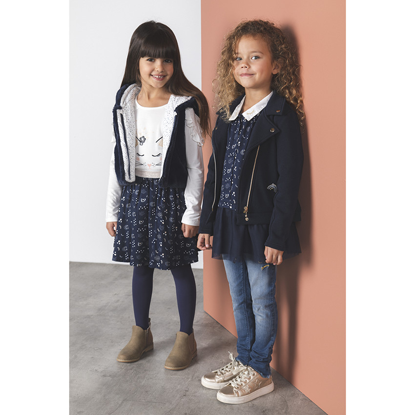 Τουνίκ με σχέδιο μακρυμάνικο effet 2 σε 1 για κορίτσι 