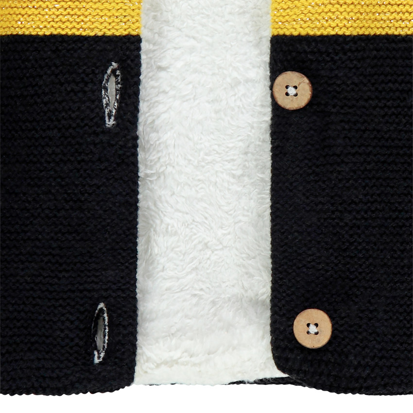 Veste en tricot tricolore doublée sherpa  Additional Veste en tricot tricolore doublée sherpa