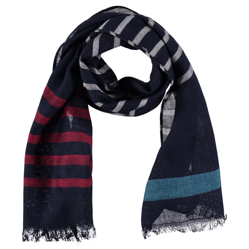 Φουλάρι από βουάλ βισκόζης με χρωματιστές ρίγες  Additional Φουλάρι από βουάλ βισκόζης με χρωματιστές ρίγες