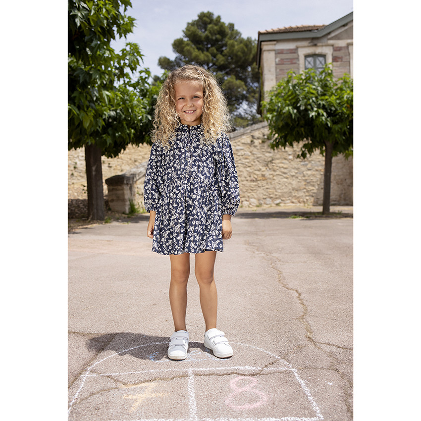 Φόρεμα μακρυμάνικο με σχέδιο floral και φαρδιά γραμμή 