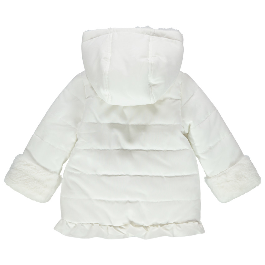 Parka matelassée à capuche doublée sherpa à coeurs brodés 