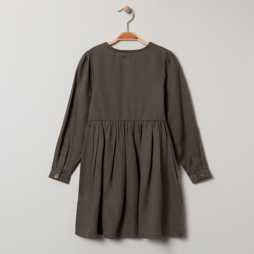 Robe manches longues en lyocell à boutons 