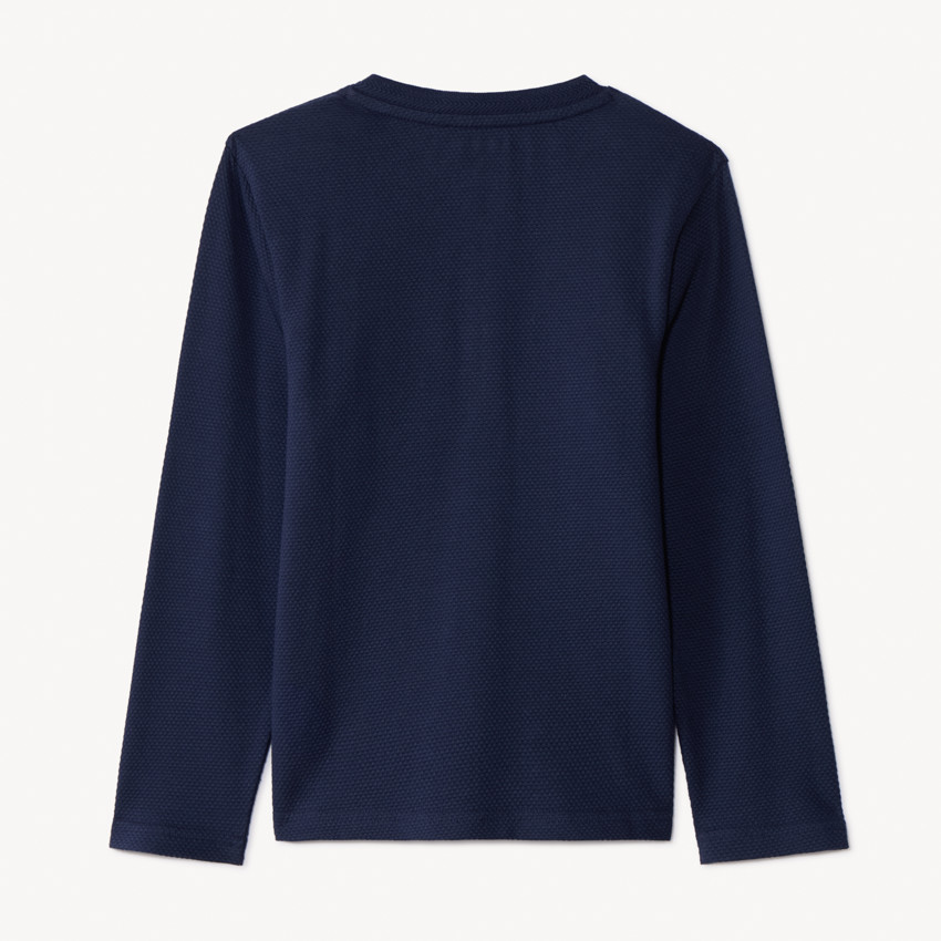 T-shirt μακρυμάνικο από πλεκτό με γιακά tunisien για αγόρι 