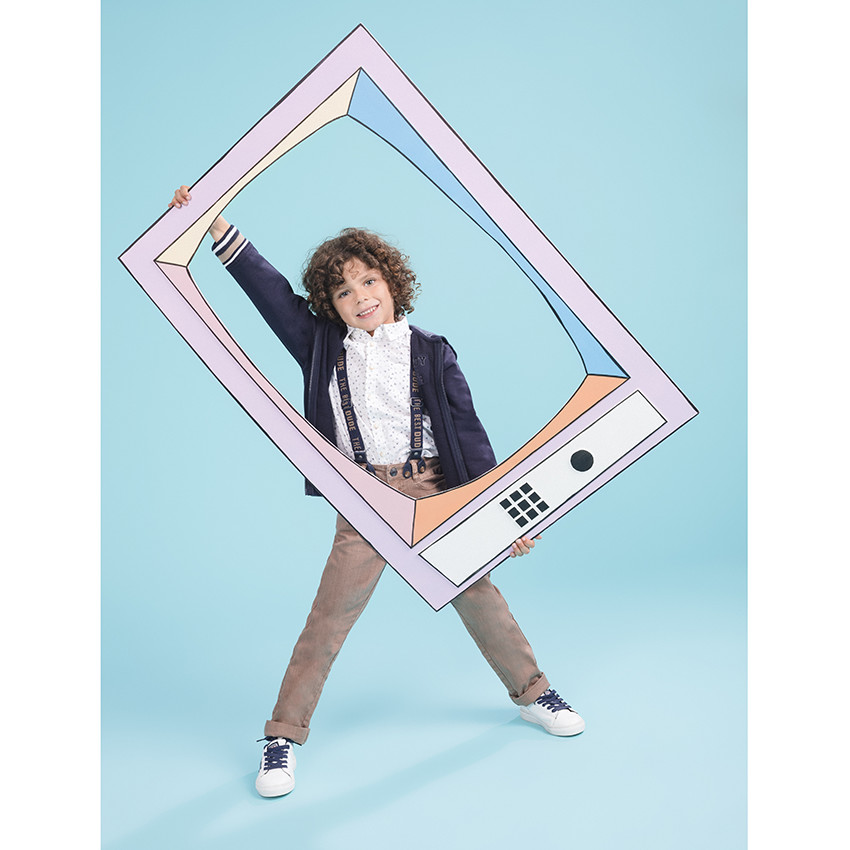 Pantalon uni à bretelles amovibles  