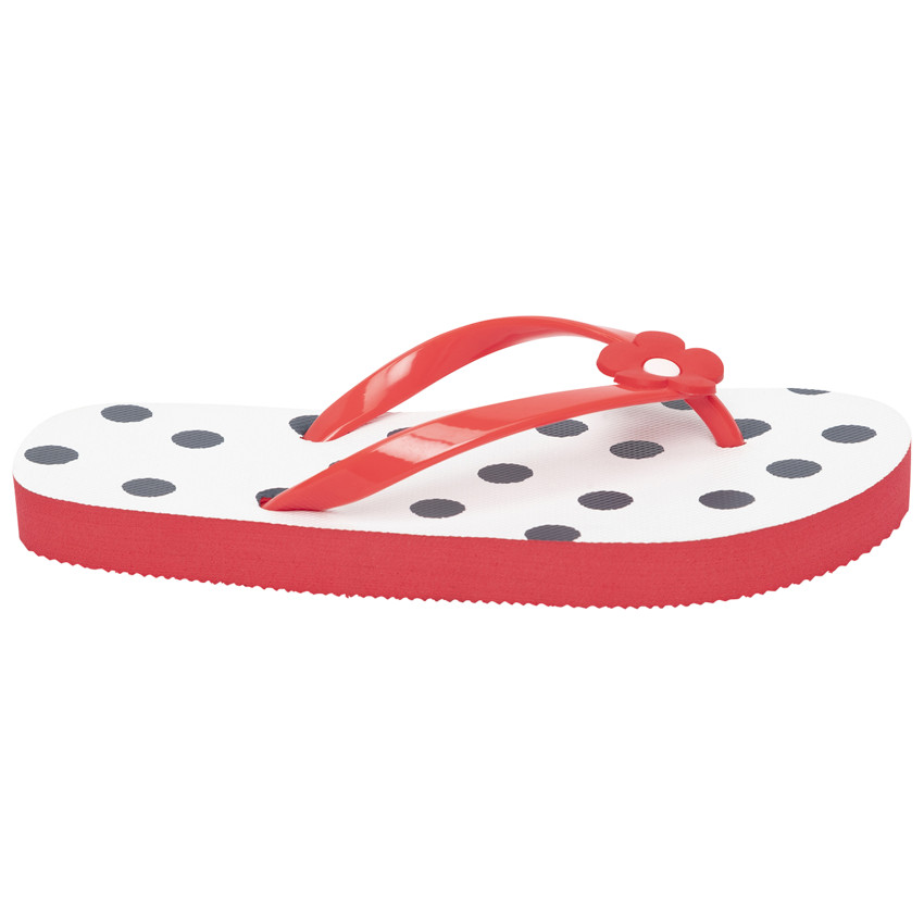 Tongs imprimé pois à badge fleur pour fille avec lanière selon l'âge  Additional Tongs imprimé pois à badge fleur pour fille avec lanière selon l'âge