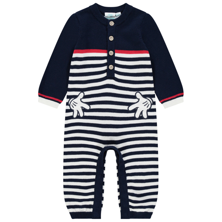 Combinaison en tricot rayée pour bébé garçon motifs Mickey Disney 