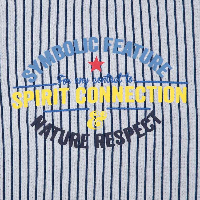 Κοντομάνικη ριγέ μπλούζα με τυπωμένες φράσεις 