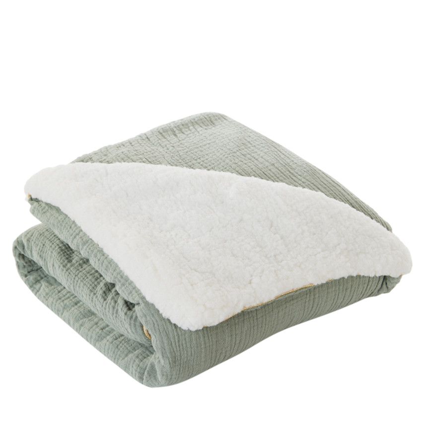 Κουβέρτα Tetra με επένδυση sherpa 80 x 80 εκ. πράσινη 