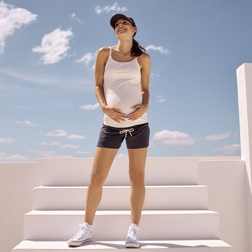 Σορτς εγκυμοσύνης από molleton με ψηλή ζώνη 