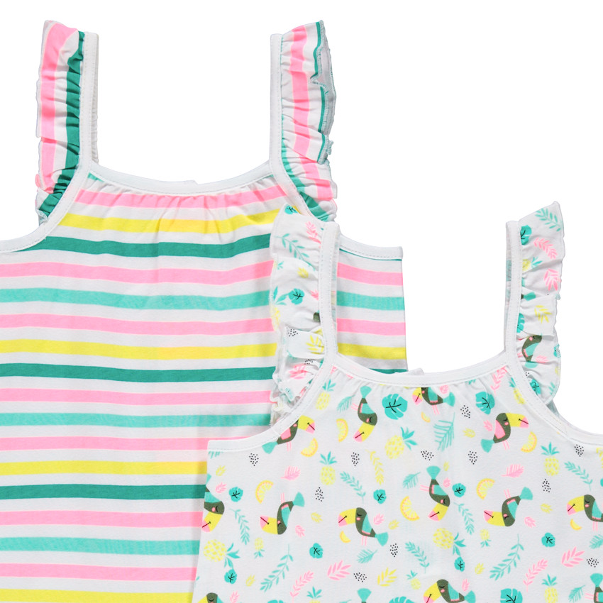 Σέτ  2 combi με τιρέντες με βολάν εμπριμέ και ριγέ 