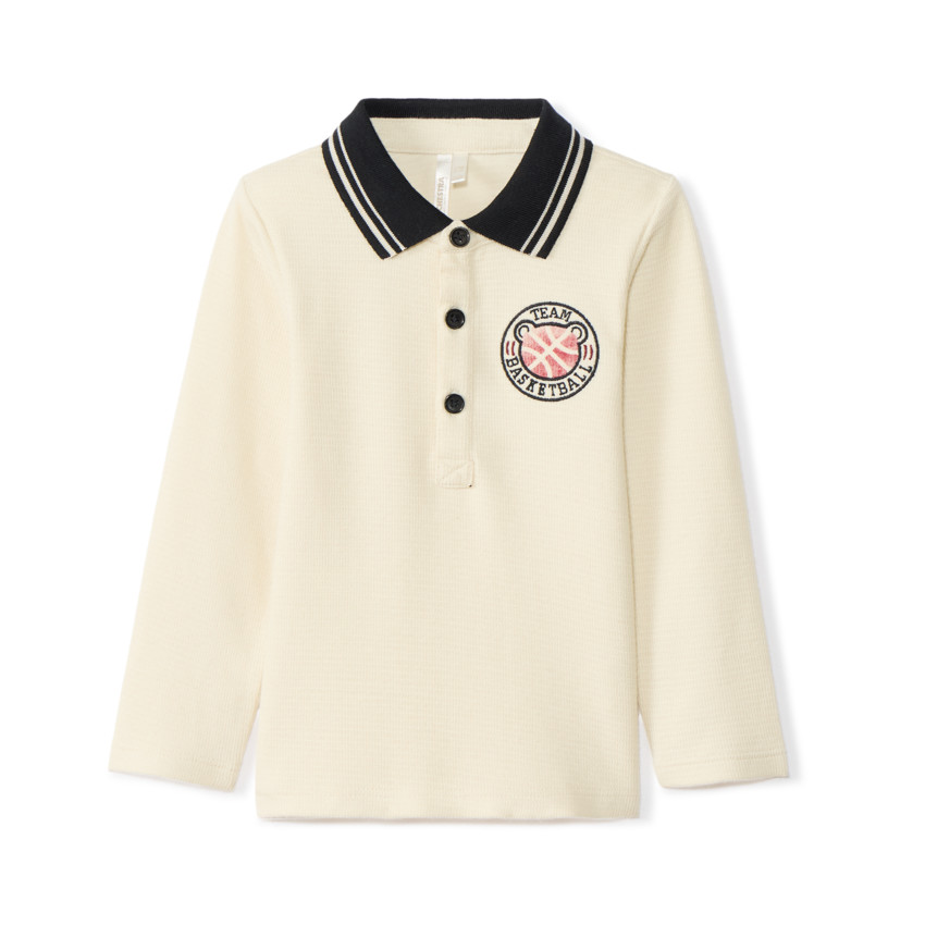 Polo manches longues brodé basket pour bébé garçon 