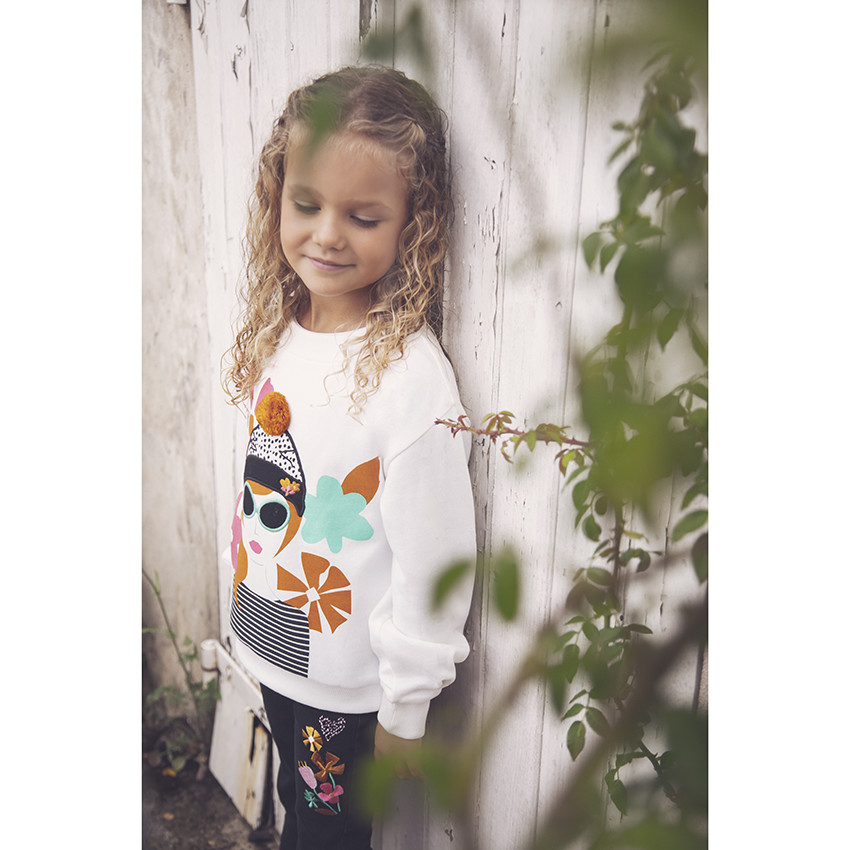 Φούτερ molleton με σχέδιο πρόσωπο για κόριτσι 